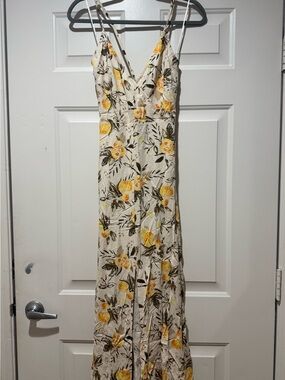 lovestitch Cream Maxi Dress with Yellow Floral Print